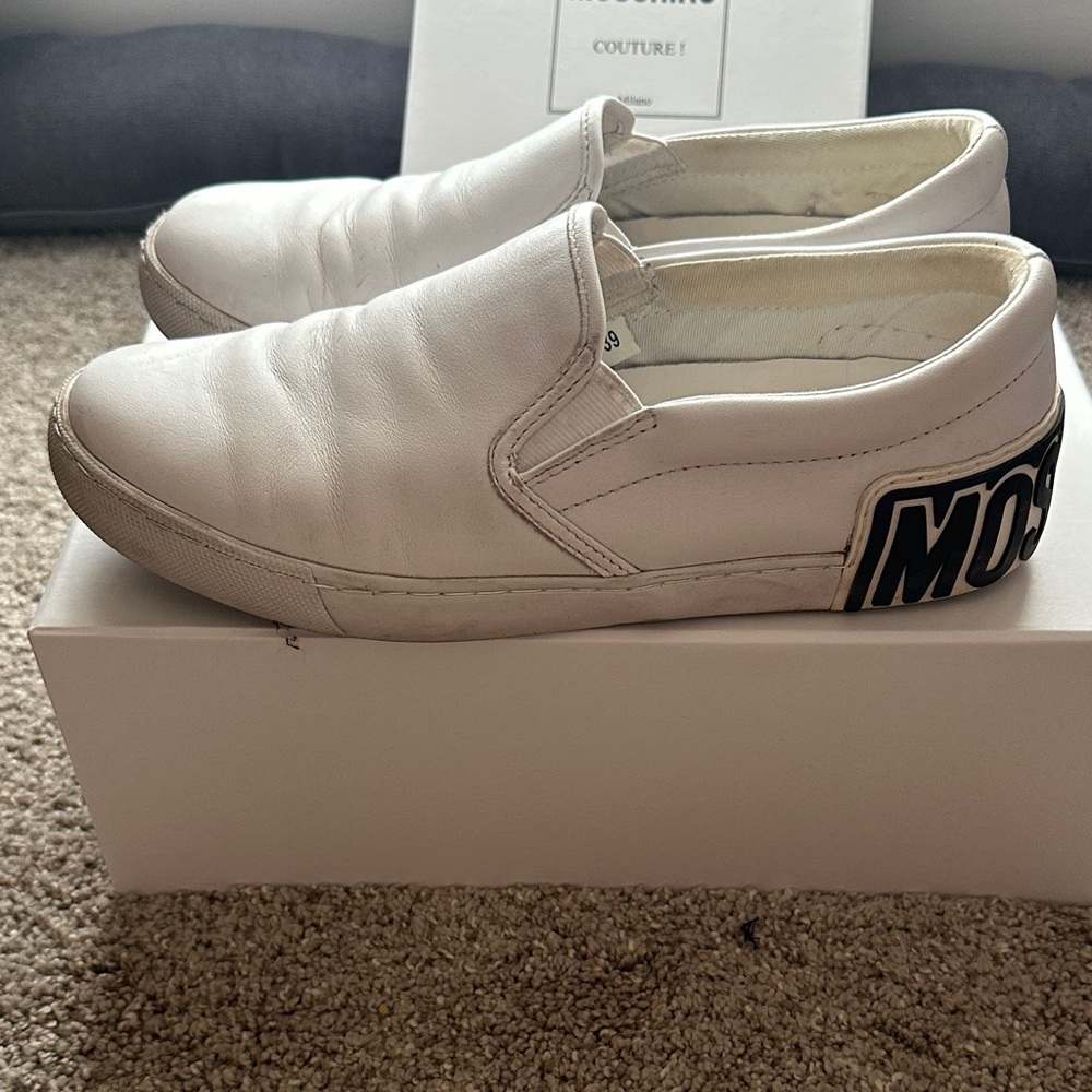 Moschino White Slip-On Loafers for Men